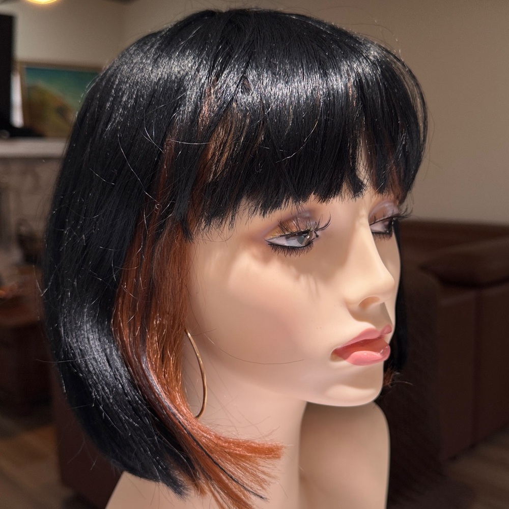 HAIR, 12” Bob with Bangs, FreePart, Black/Rust/Copper